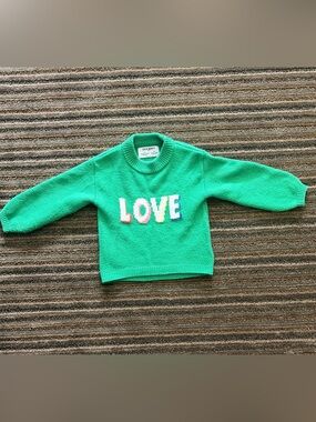 Old Navy Green Toddler Girl’s 'LOVE' Chenille Applique Sweater